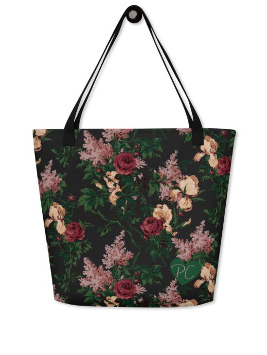 Bethany Oversized Tote Bag in Dark Bella Roses Print | Pinup Couture Relaxed