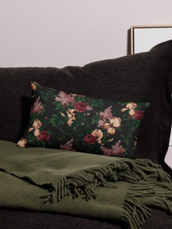 Dark Bella Roses Premium Decorative Throw Pillow | Pinup Couture Relaxed