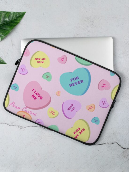 Lindy Bitter Candy Hearts Laptop Sleeve in Pink | Pinup Couture Relaxed