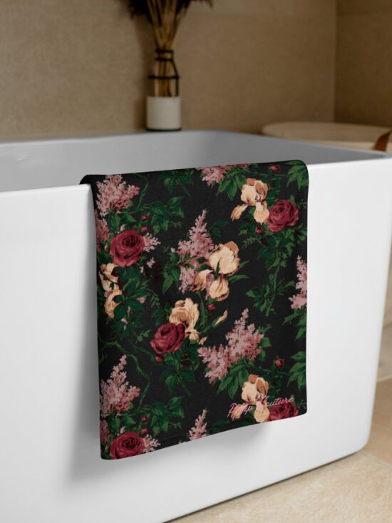 Arden Dark Bella Roses Beach & Bath Towel | Pinup Couture Home